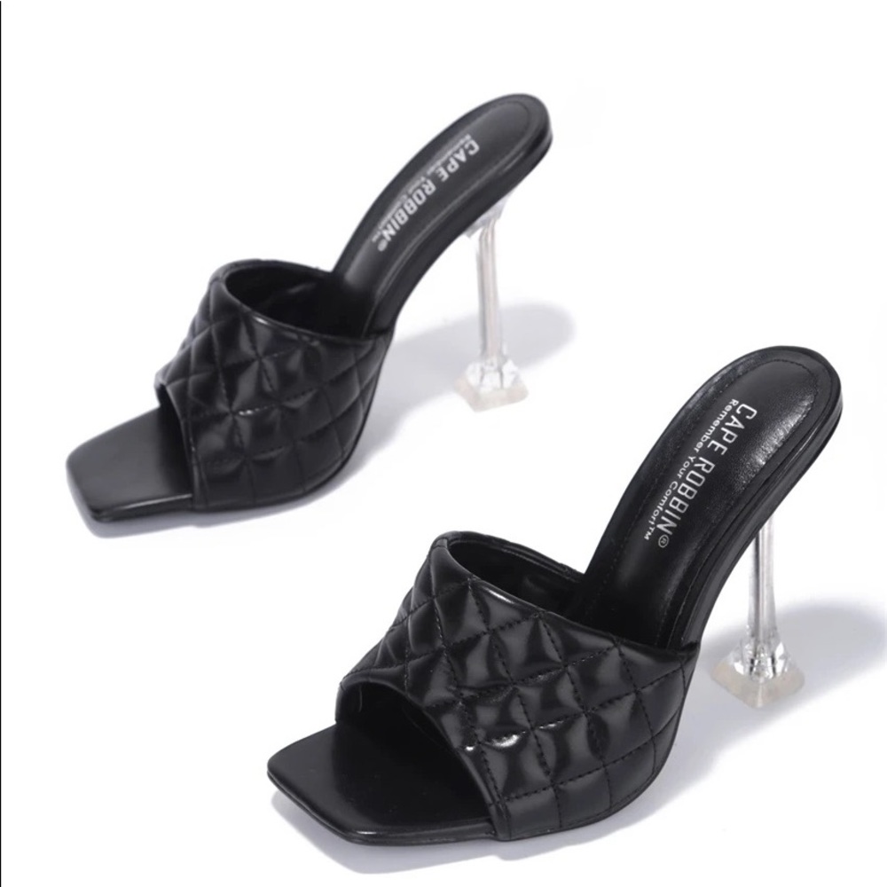 Cape Robbin Rafa Square toe mule heels- black